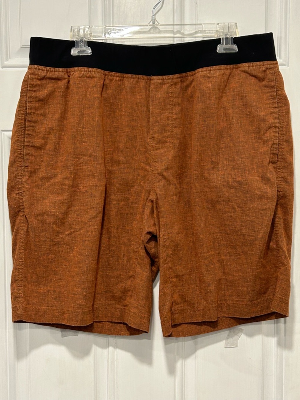 Prana Shorts Mens Rust Orange Vaha Hemp Elastic Waist Outdoor Hiking Yoga Large